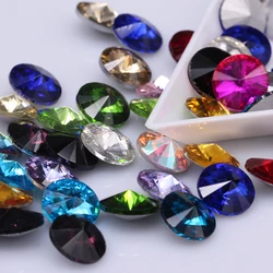 All-Sizes Rivoli Round fancy stone pointed back Glass Crystal rhinestones diy garment necklace brooch Jewelry making loose stone