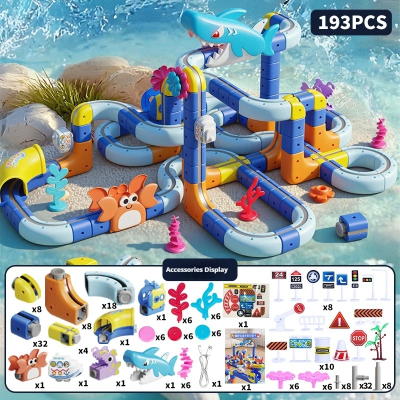 Nowa Seria Ocean: Magnetyczny Autobus na Kolejkach dla Dzieci, Magnetyczny Samochód Stereo, Zestaw do Samodzielnego Montażu, Ozdoby, Zabawka Samochodowa dla Dzieci, Prezent na Boże Narodzenie.