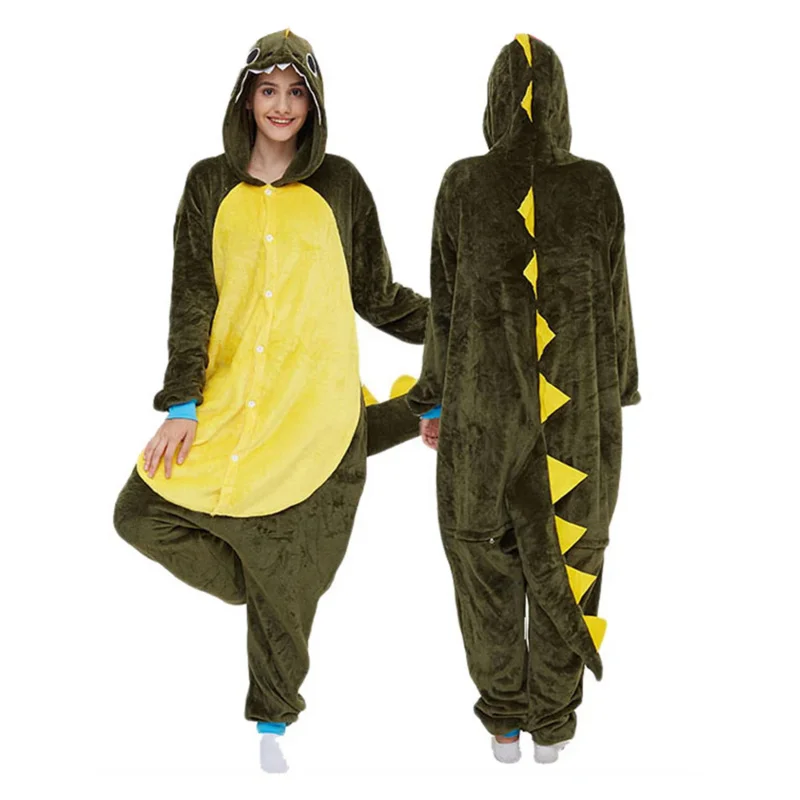 Zielony smok kigurumis kobiety piżama onesie zwierząt OnePiece mężczyźni dorosły karnawał zabawna bielizna nocna cosplay homewear kostium odzież