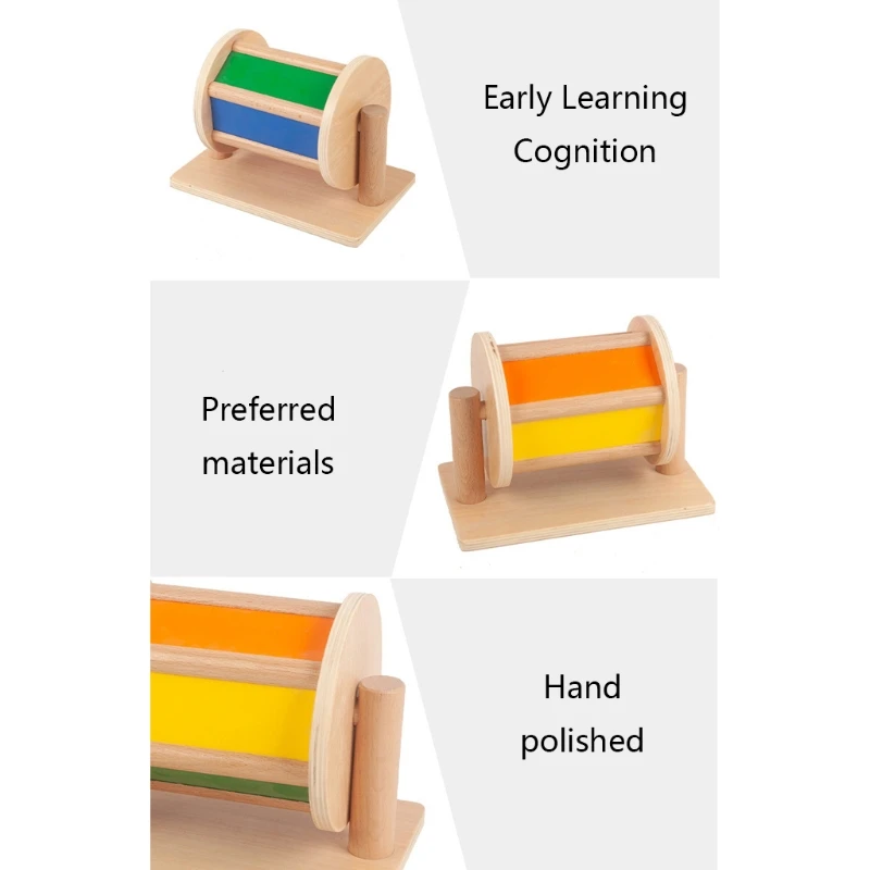 Baby Infant Montessori Spinning Drum Rainbow Colour Sensory Early Childho D5QF