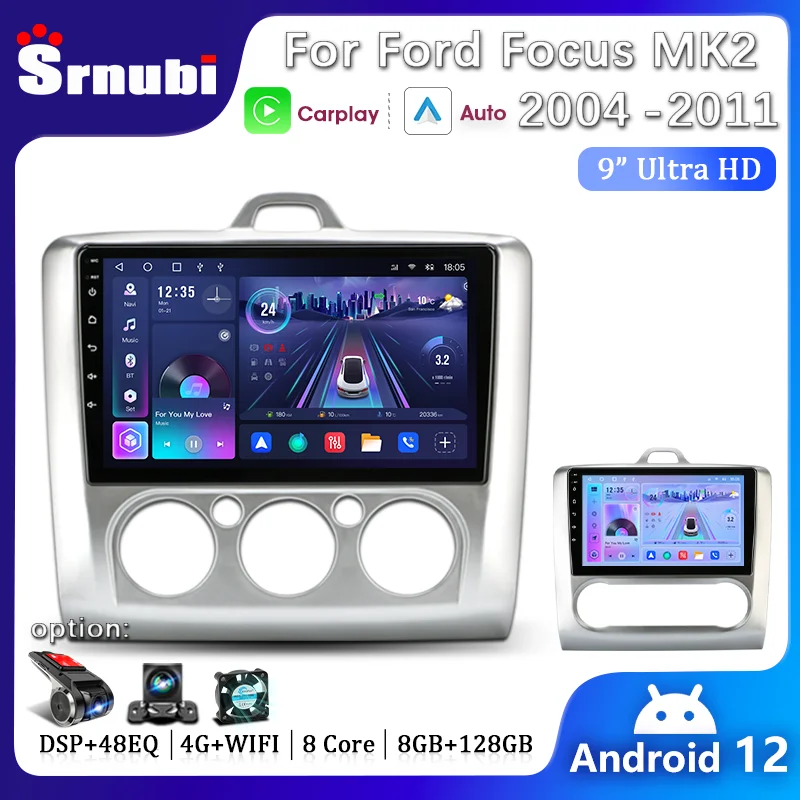 Srnubi Android Car Radio For Ford Focus Mk2 Mk3 Exi MT AT 2004-2011 Multimedia Player 2 Din Navigation Carplay Stereo Head Unit