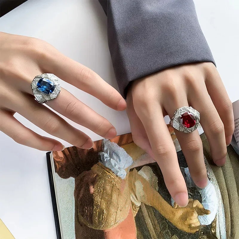 

S925 Silver Plated 18K Gold Plated PT950 Platinum Diamond Bird's Nest Cut Temperament Ring Main Stone 10*12 Accessories