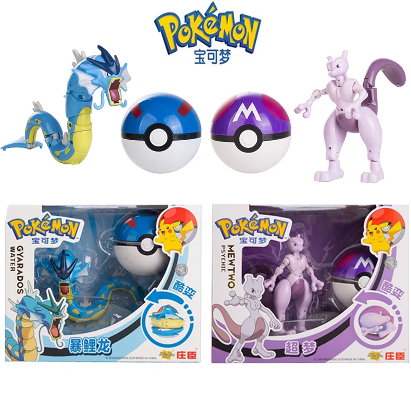 12 Models Pokemon Anime Figure Toy Action Deformation Mewtwo Charizard Pikachu Pocket Monster Pokeball Model Kids Birthday Gift