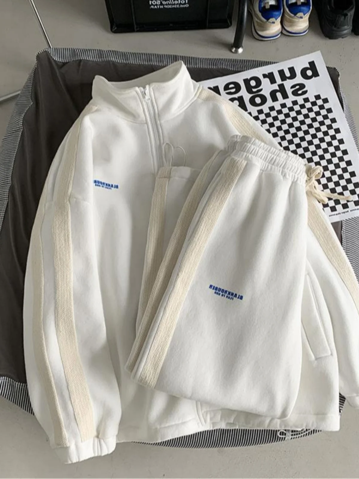 

Men's Casual Sportswear Set Sweater Cardigan Long Sve Cotton Blend Fabric Stand Collar Autumn Winter New Arrival Faionable