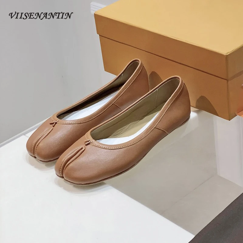 

Multi Color Genuine Leather Women Tabi Shoes Split Toe Shallow Slip on Mules Shoe Comfort Lazy Women Casual Office Dress Loafers