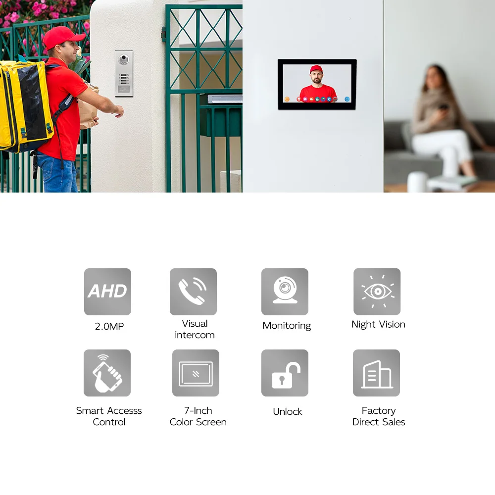 Tuya APP 7 Inch IPS Screen 2MP 1080P  Wired IP WIFI Doorbell Video Door Phone Intercom Visual Door Viewer