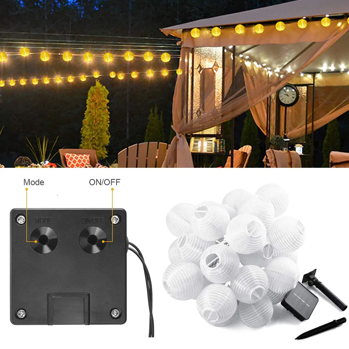 3.5/5/6.5M Waterproof Lantern Solar String Fairy Lights Outdoor Garland Patio Light Solar Power Lamp Wedding for Garden Decor