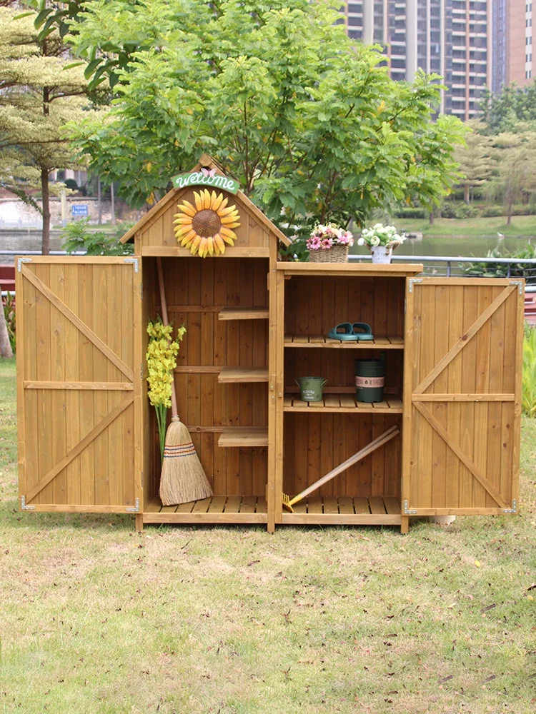 Outdoor storage cabinet, garden tool room, courtyard balcony, small wooden house, outdoor waterproof and sunscreen, rural miscel