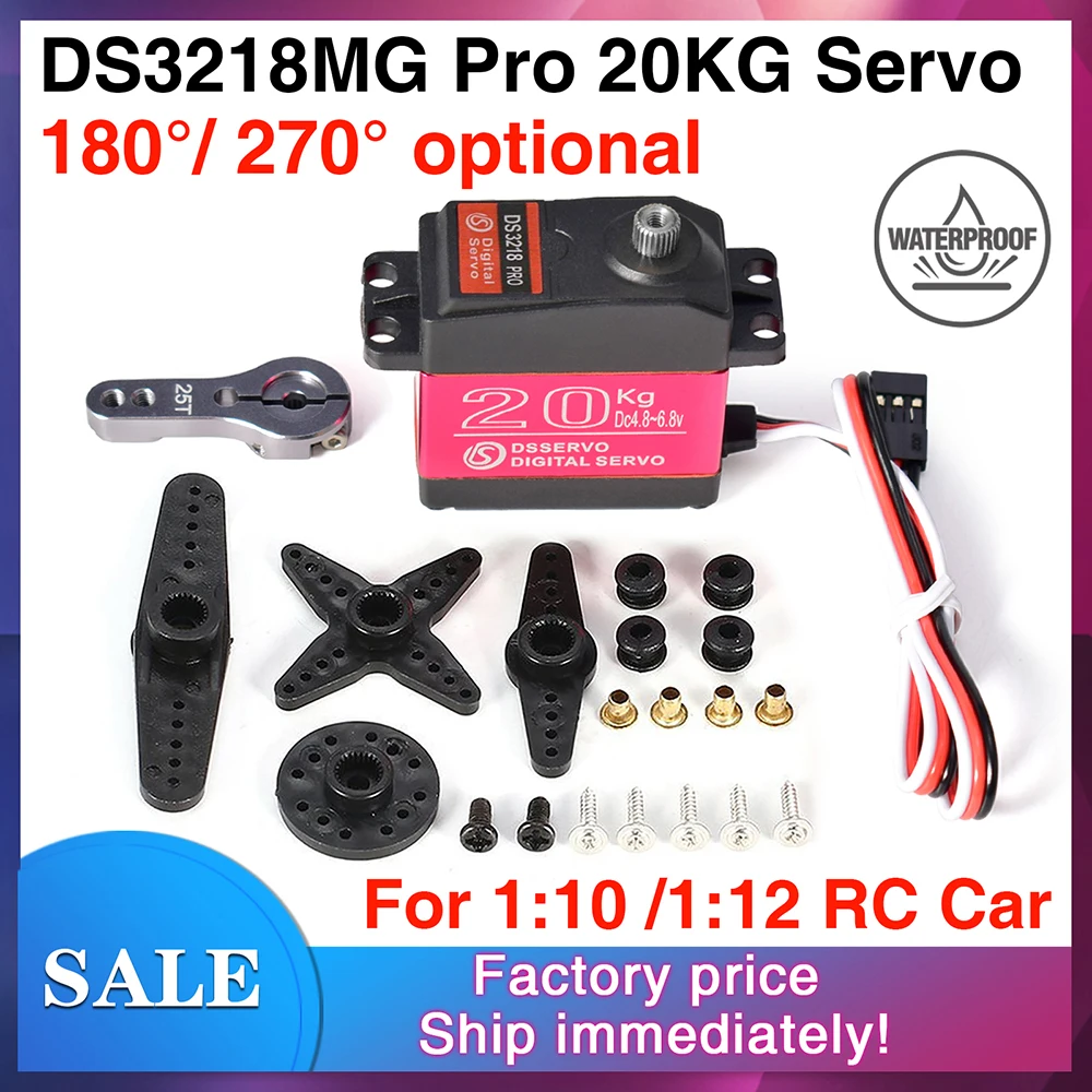 Dsservo Waterproof Servo 1/8 1/10 DS3218 PRO 20KG High Speed Metal Gear Digital Servo for 1/8 1/10 RC Cars