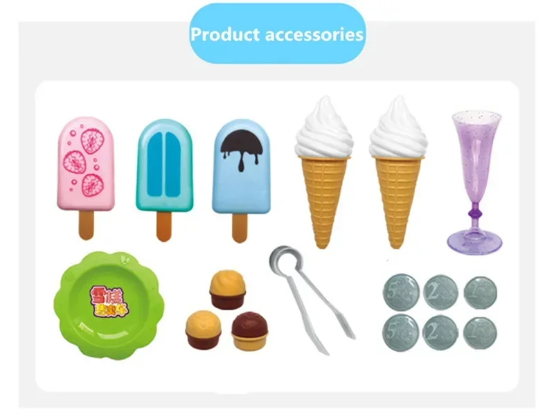 [Funny] Play house toy 25pcs/set Ice cream store shop car toy can clip food kitchen Pretend chef cooking toy kids child gift