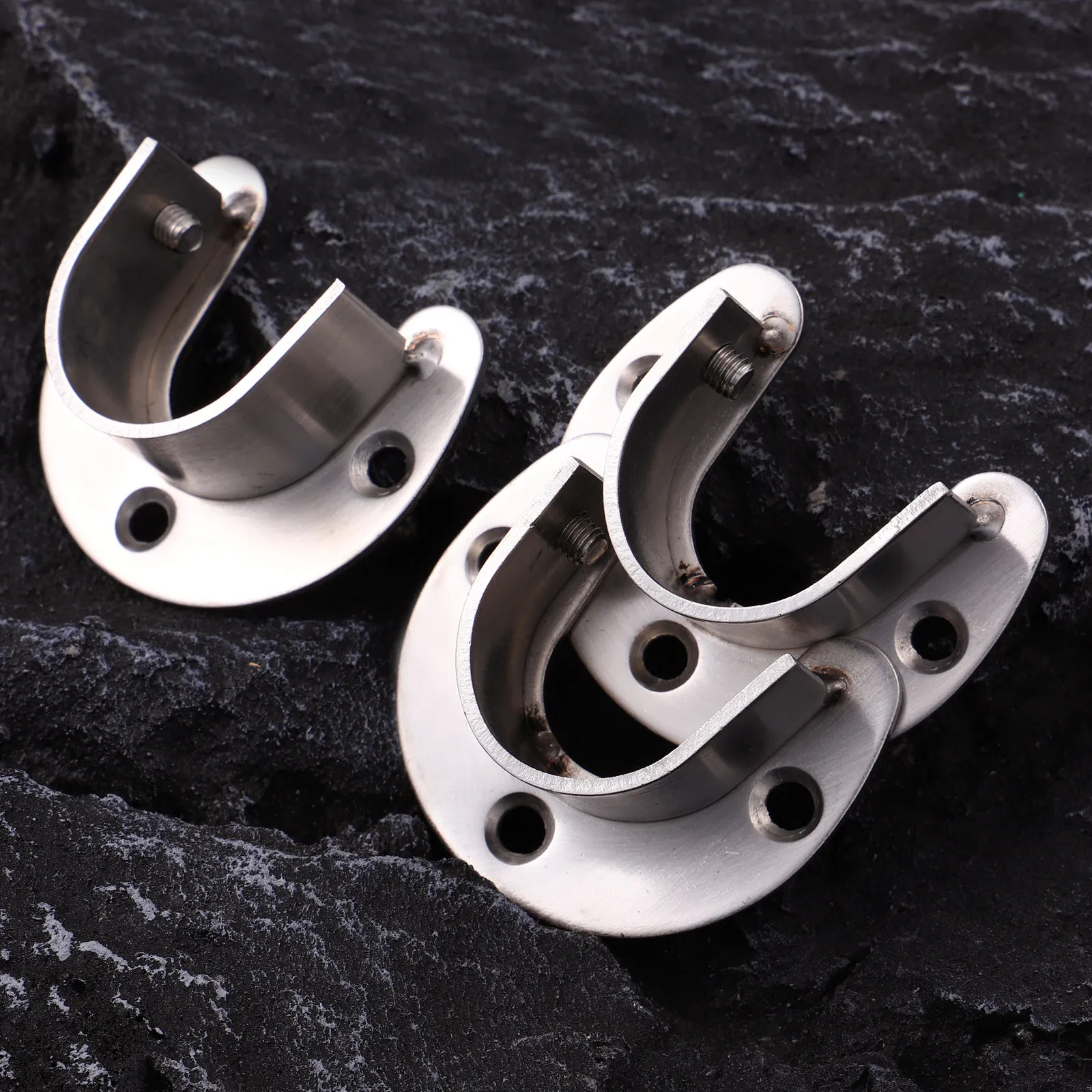 Stainless Steel Curtain Rod Brackets 4 Pack U Shaped Heavy Duty Closet Rod Supports for Wardrobe Bathroom