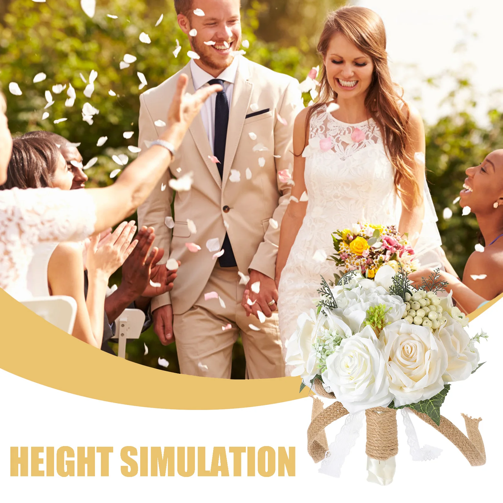 

Artificial Bridal Flower Bouquet Large Rustic Silk Cloth Bride Bridesmaid Bouquet Wedding Decoration Floral Photography Prop