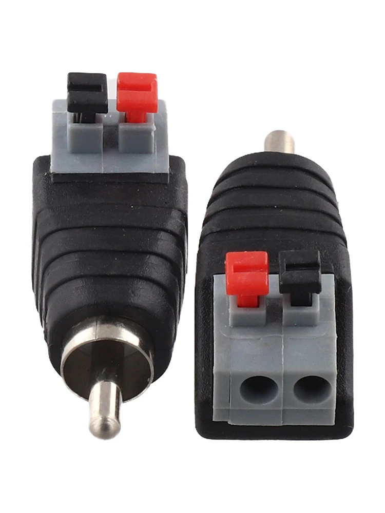 

2PCS Speaker Wire AV Cable To Audio Male RCA Connector Adapter Jack For Superior Audio Quality Push Type Replace Parts