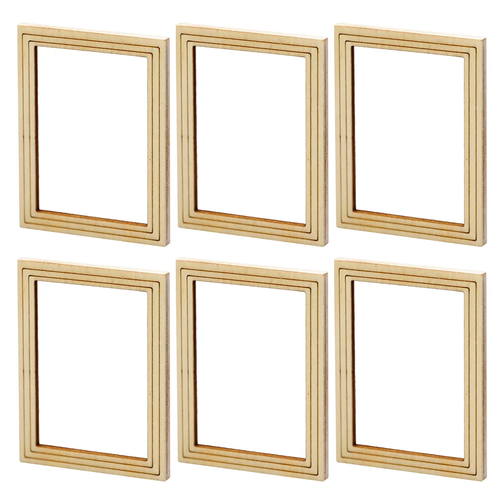 

Mini Frames DIY Plain Blank Photo Toys Crafts Wooden for Baby Vintage Small House