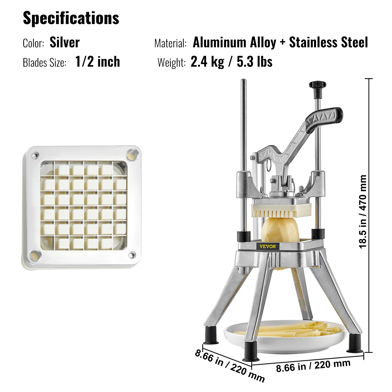 SucceBuy Commerciële Groente Fruit Zware Professionele Voedsel Dicer Kattex Franse Fry Cutter Uiensnijder Roestvrij Staal