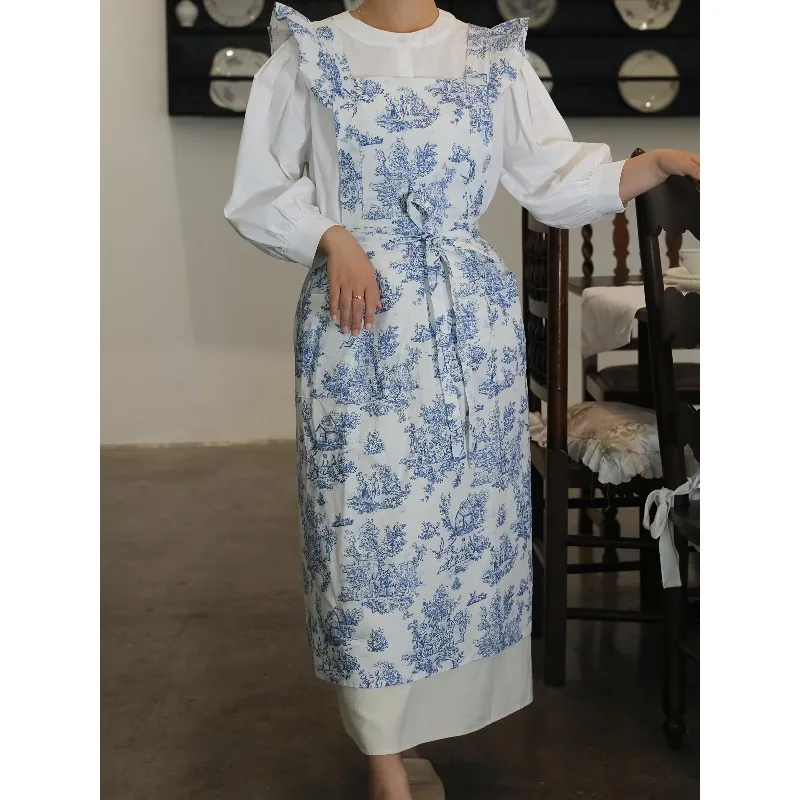 Cotton Apron Waterproof Stain Resistant Fade Proof Kitchen Waist Apron Home Cooking Coverall