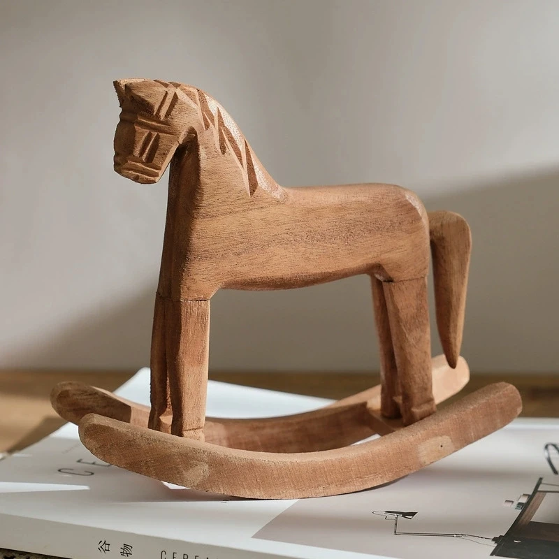 Caballito de Madera Estilo Mediterráneo, Adorno para Mesa, Decoración para el Hogar, Miniatura de Madera, Manualidades, Decoración para Cuarto de Bebé