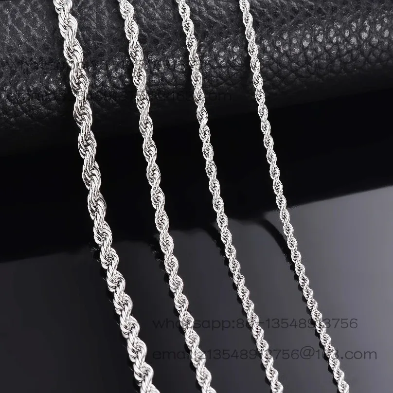 Hemp rope chain s925 sterling silver necklace twist chain factory direct sales