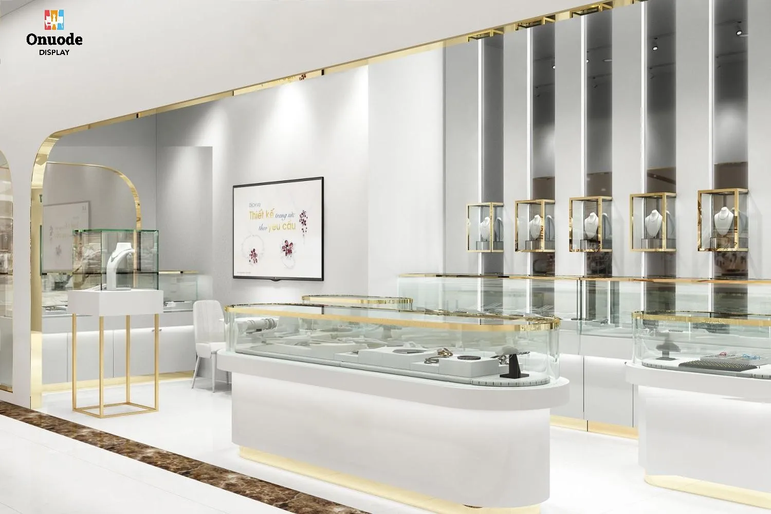 Custom.Luxury Jewelry Store Display Cabinet | Custom Glass Showcase with LED | High-End Interior Design for Branded Retail Space