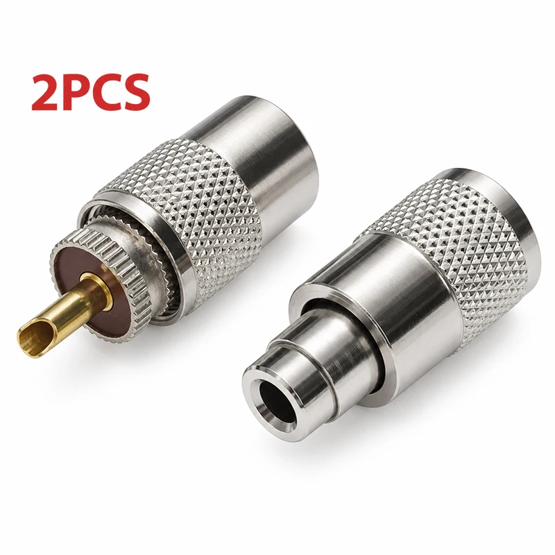 2PCS UHF Male PL259 Solder Plug RF Coaxial Connector for RG58 RG142 LMR195 RG400 Cable Ham Radio Antenna Transceiver Adapter Kit