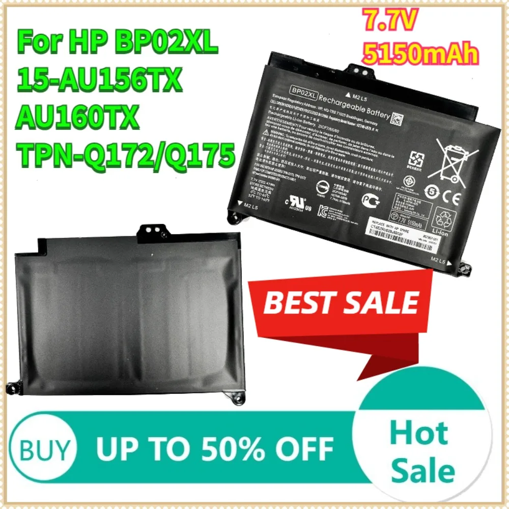 

7.7V 5150mAh BP02XL Laptop Battery For HP BP02XL 15-AU156TX AU160TX TPN-Q172/Q175 laptop batteries