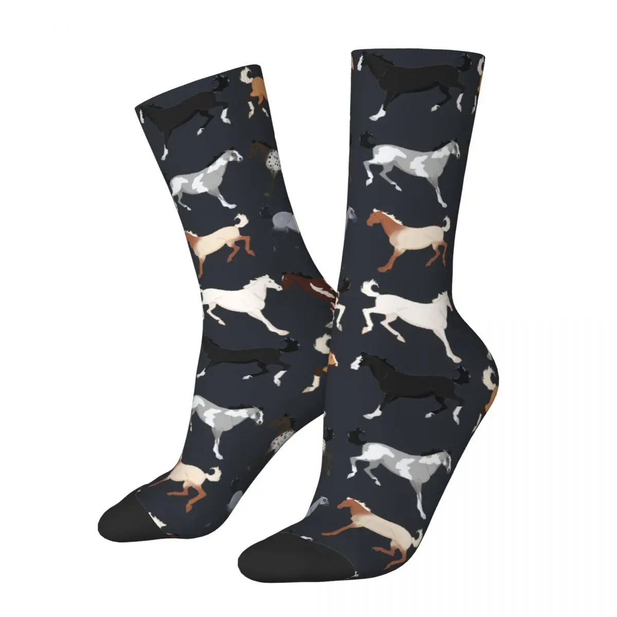 Chaussettes de compression drôles pour hommes, tous les chevaux azoles, Hip Hop, Harajuku, rouge, rachat de fréquence, motif sans couture,