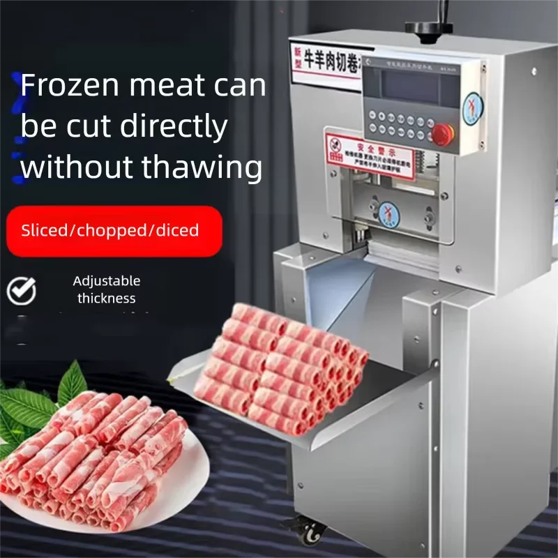 Easy Operation Automatic Frozen Meat Slicer Machine for Commercial   Mutton Beef Roll Slicing Business