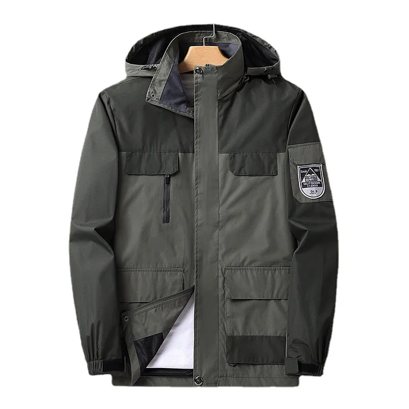 

Lightweight Outdoor Pilots Jaet for Couples Autumn Seasonal Climbing Clothes Hooded Windbreaker Stand Fit Cotton 00%