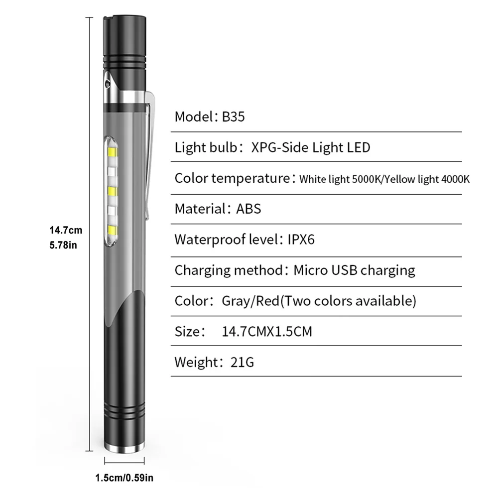 Emergency Medical Pen Light Handy First Aid Work Inspection LED Flashlight Professional Torch Lamp Doctor Nurse Pen Lighting