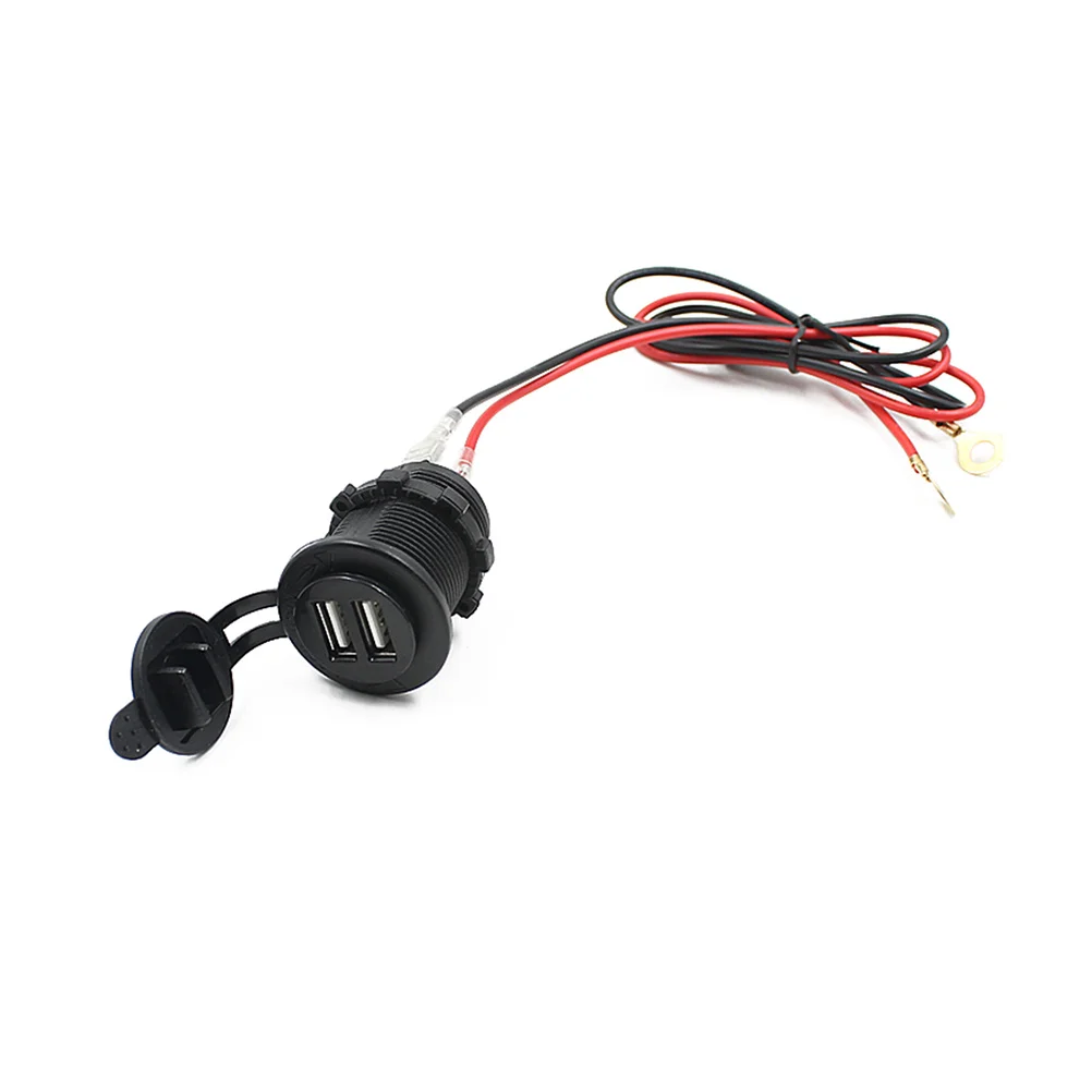 

Dual Usb Car Cigarette Lighter Socket 12V Portable Splitter With Cable For Phone Gps Tablet Charging Waterproof Adapter