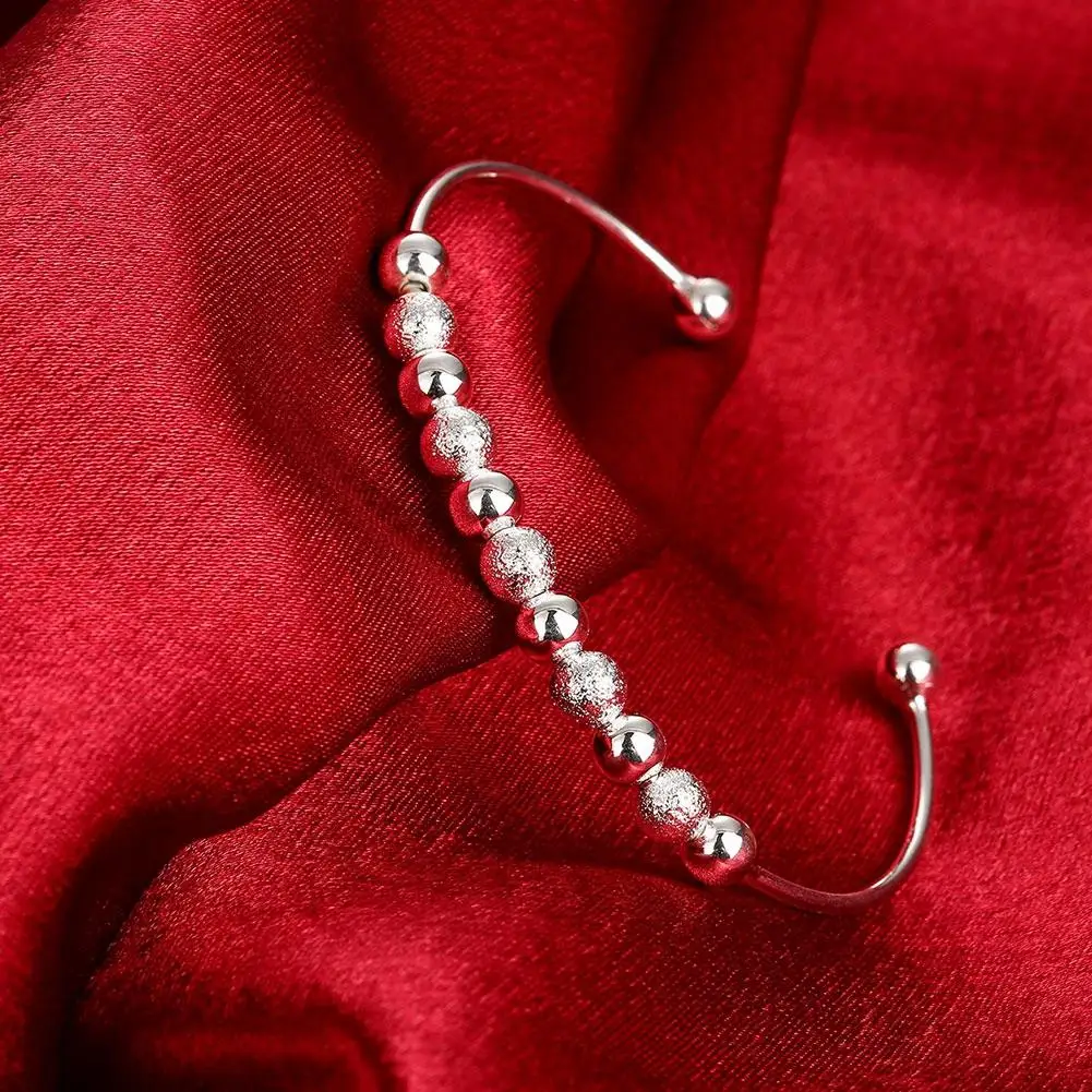 Wholesale 925 Sterling Silver Bangles Bracelet Charms Cuff For Women Fashion Jewelry adjustment wedding image 3