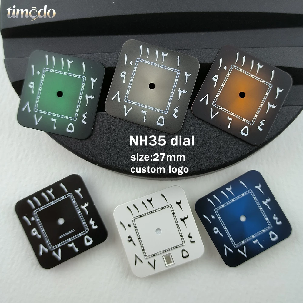 NH35 dial 27mm men's watch modification accessories Arabic numerals dial customized logo suitable for NH35 movement