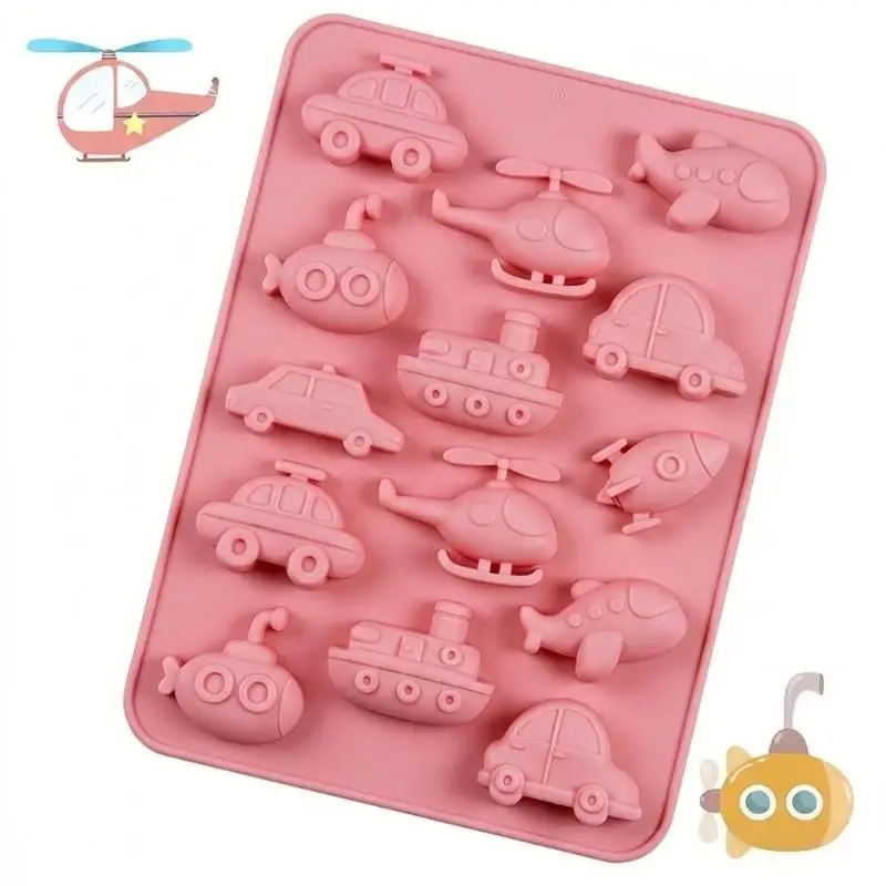 Car Plane Shape Silicone Chocolate Candy Mold Non-Stick Food Grade for DIY Cake Baking Decor Gift for Baking Lovers