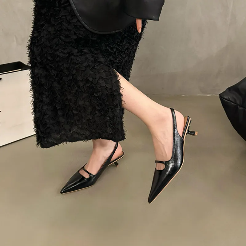 Bailamos Brand New Women Sandals Fashion Pointed Toe Shallow Ladies Elegant Slingback Shoes Shallow Dress Pumps Shoes Mujer