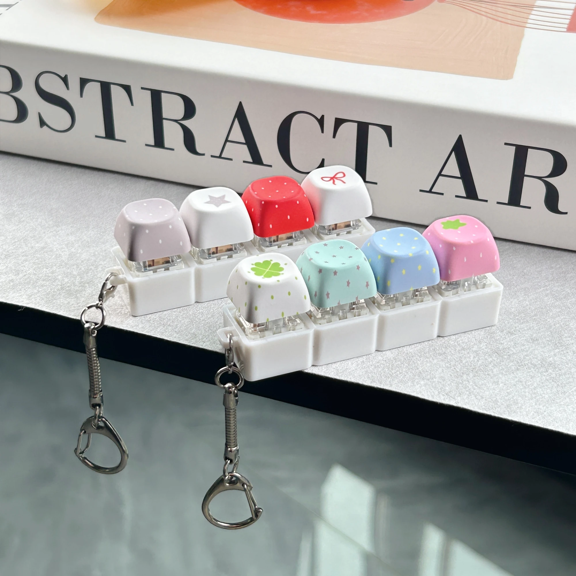 MAIMOOO Cute Keycap Keychain 4Keys Personalized Mechanical Keyboard Switch Tester Creative Cartoon Bubu Yier Keyring Bag Pendant