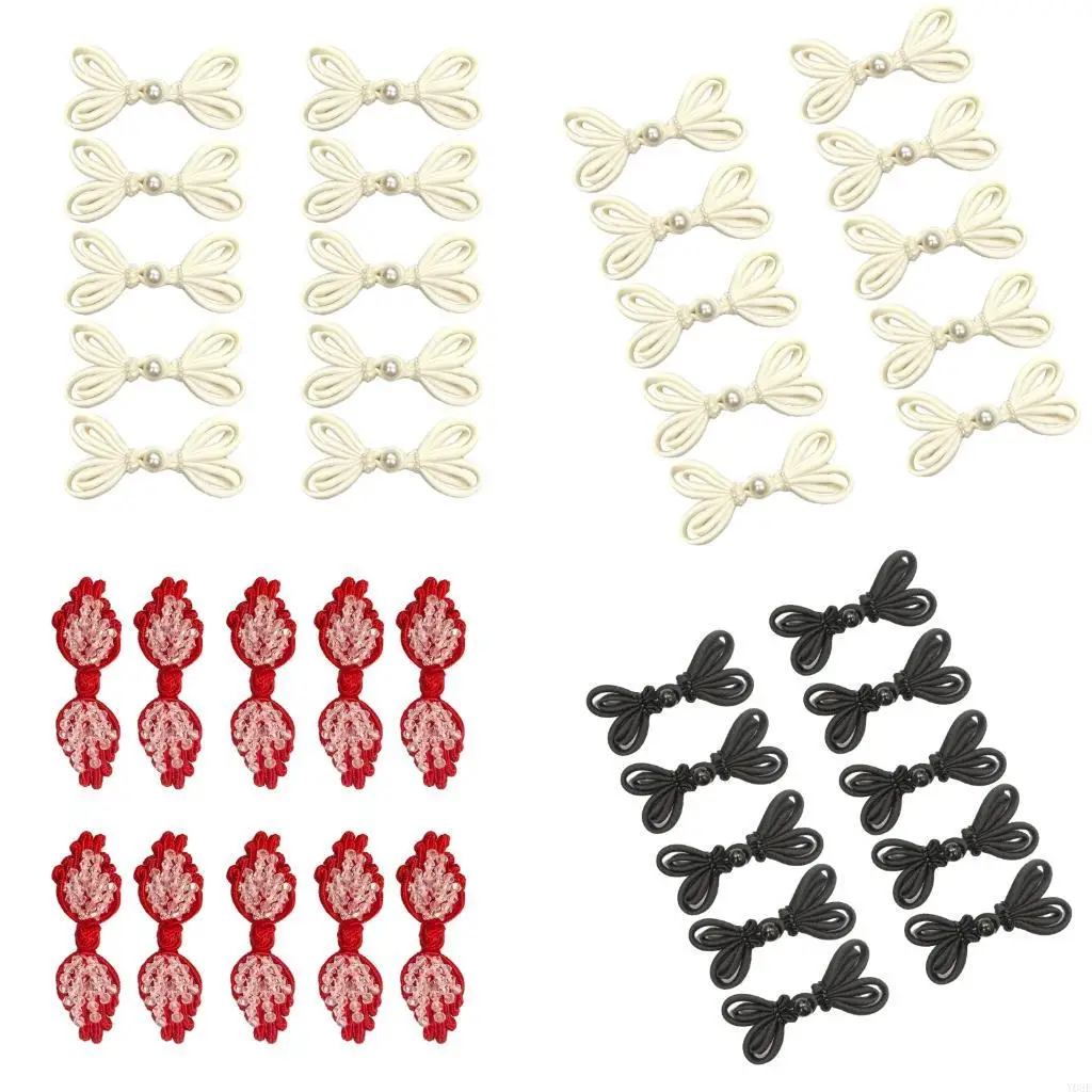 

10 ПК кнопки китайских узлов Традиционные кнопки Cheongsam Закрытие шлейфа крепежа кнопки закрытия китайских