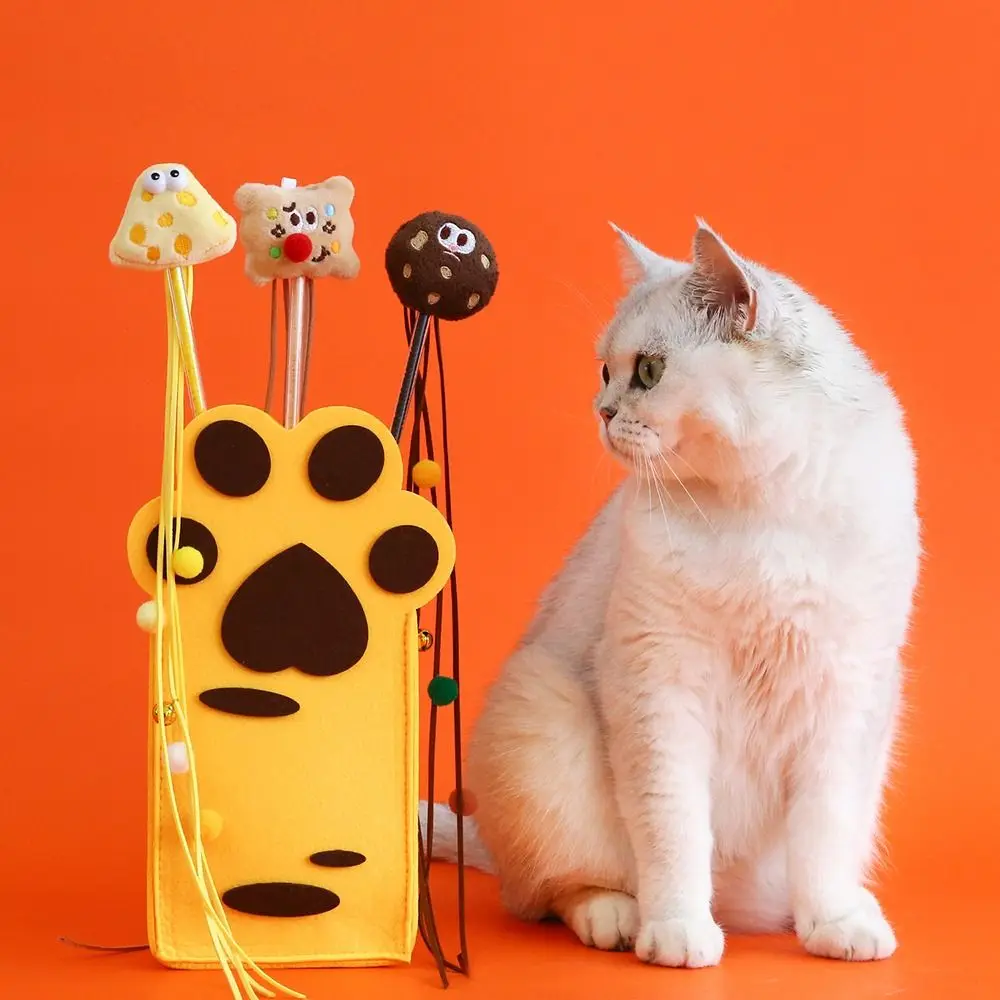 2024 With Bell Cat Teaser Cartoon Cookie Interactive Toys Detachable Long Pole Cats Toys Cat Accesorios