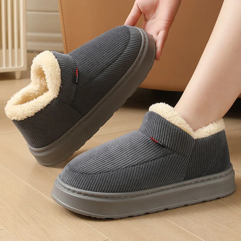 Unisex Winter-Plüsch-Schneestiefel mit Warmer Dicker Sohle für Innen- und Außenbereich Rutschfeste Hausschuhe – Detail 22
