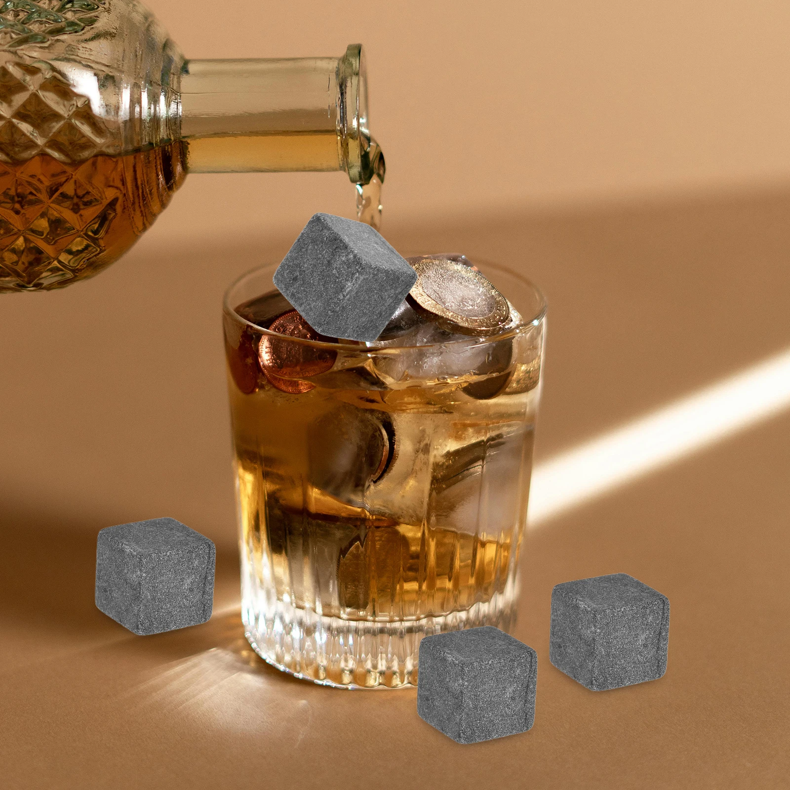 

Ice Stones Reusable Ice Cubes Cooling Wear Resistant Whiskey Stones Easy Clean Uniform Shape Smooth Surface