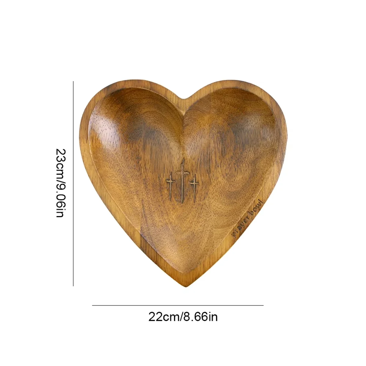 MALL Heart Prayer Bowl Wooden Wood Dough Bowl Prayer Heart Blessing Bowl Religious Christmas Christian Gifts for Women Men