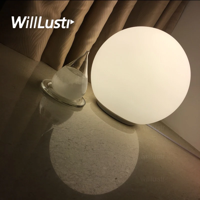 Modern LED Round Ball Table Lamp Frosted Milk White Global Glass Shade Dioscuri Hotel Bedroom Sofa Bed Side bedside Desk Light image 4