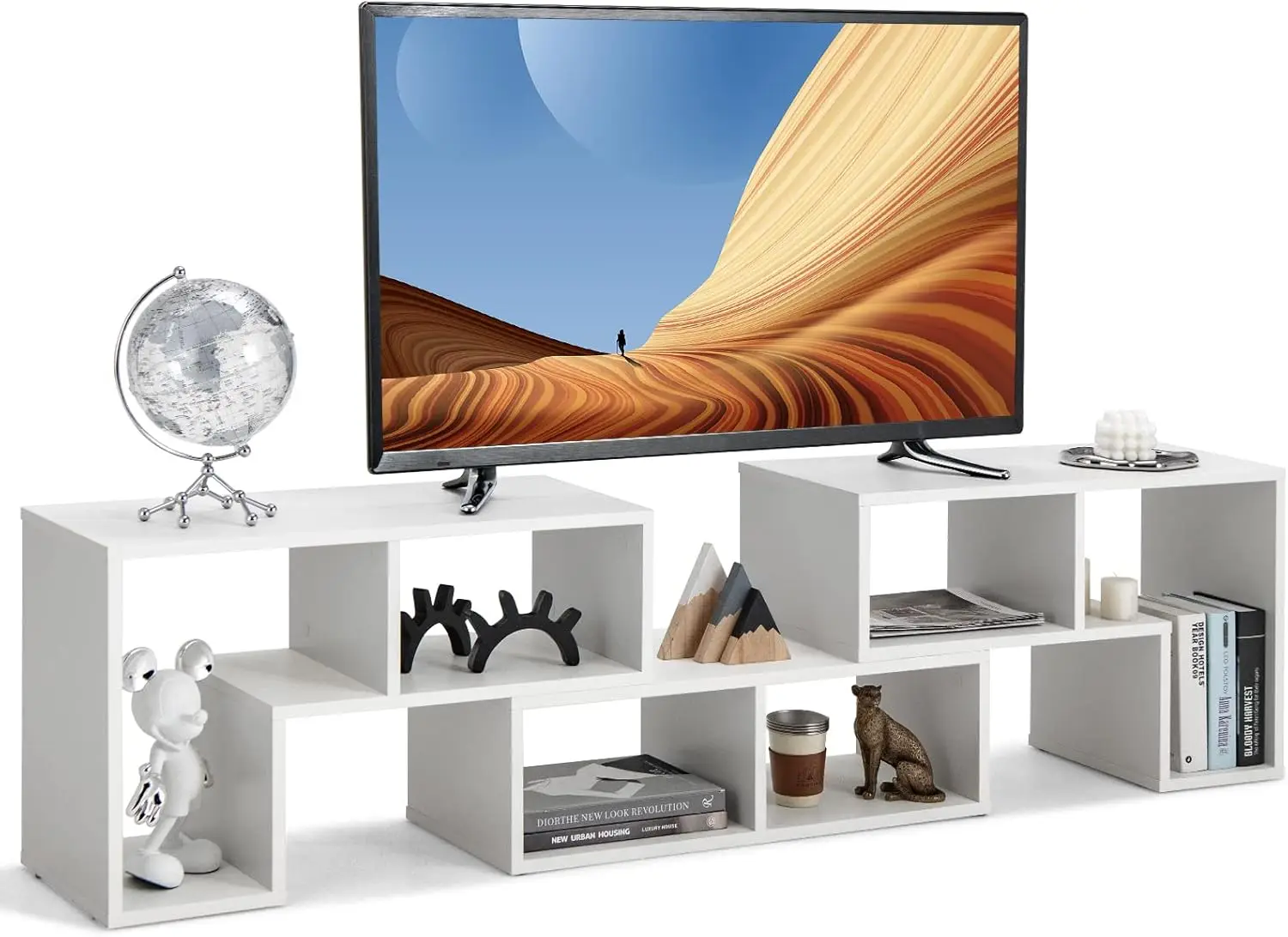 

Tv Stand For 65 H Tv, 3 Pieces Entertainment Center, Free Combination Bookshelf With Open Storage Shelves, Modern Media Console