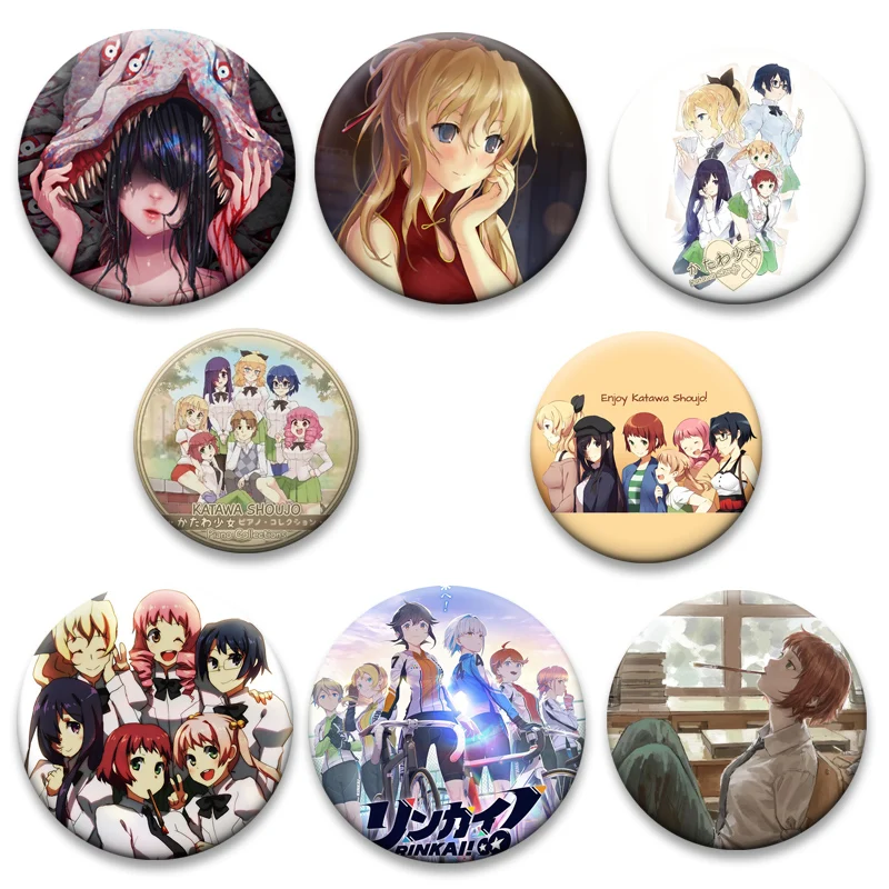 

Anime Katawa Shoujo Badge Ikezawa Hanako Cartoon Lapel Pins Exquisite Round Brooches for Backpack Accessories Jewelry Gifts