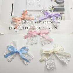 Handmade Girly Lace Padded Patches, Appliques for Clothes, Sewing Supplies, Hair Decoration, Little Bow, 12 PCs/Lot