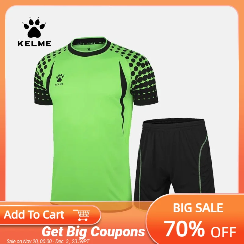 

KELME Goalkeeper Football Soccer Jerseys Uniforms Men Summer Football Training Jersey Short Sleeve Football Tracksuit K15Z012