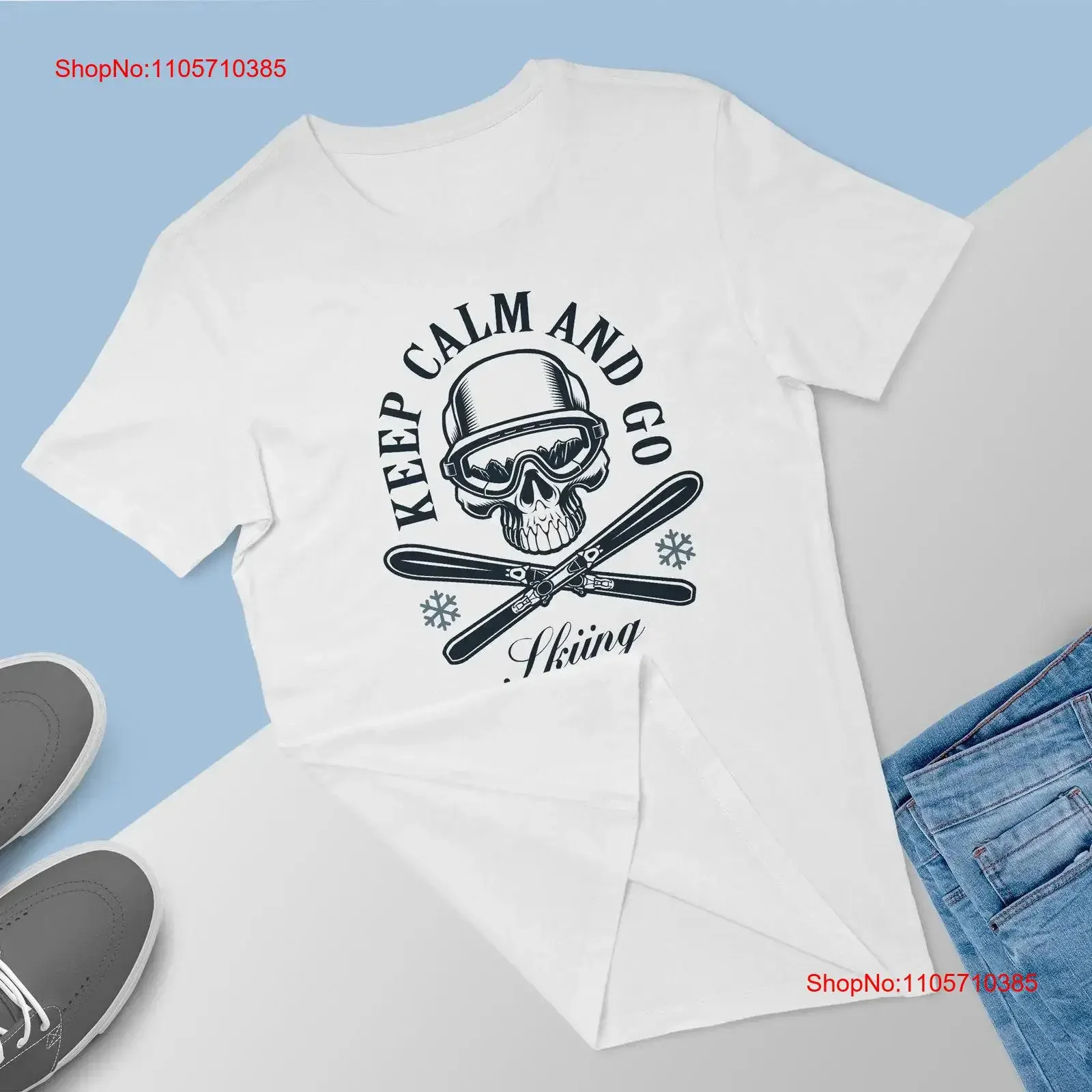 Keep Calm And Go Skiing Vintage Skull in Ski Glasses Funny Men T shirt Cool for Guys vintage Washed Slightly Comfortable