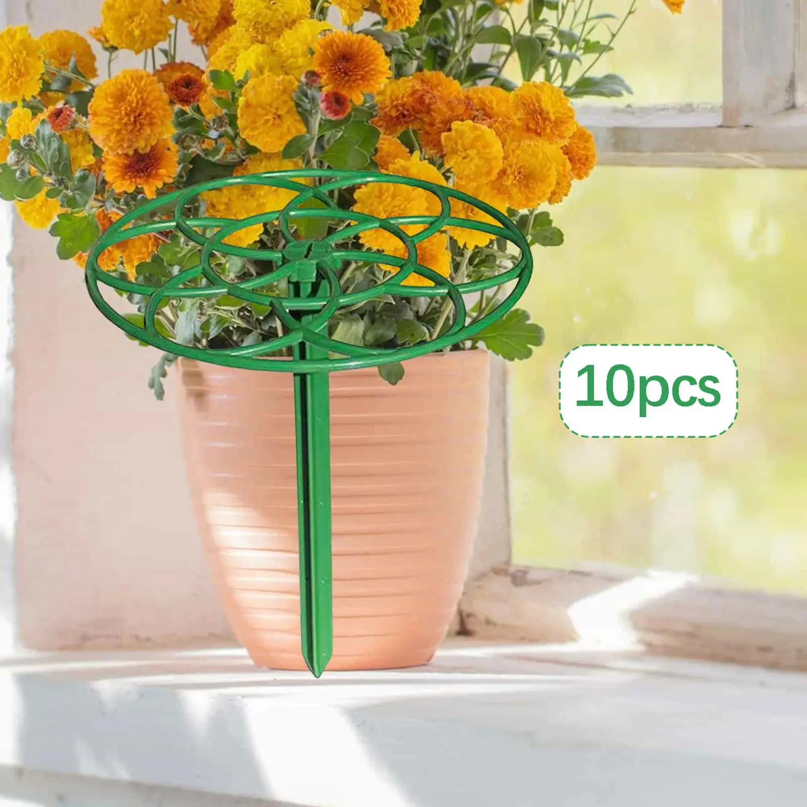 10x Plant Topper Holder Rings Grow through Grids Sturdy Plant Clips Rack Decorative Hooks Support Stakes for Indoor Plants