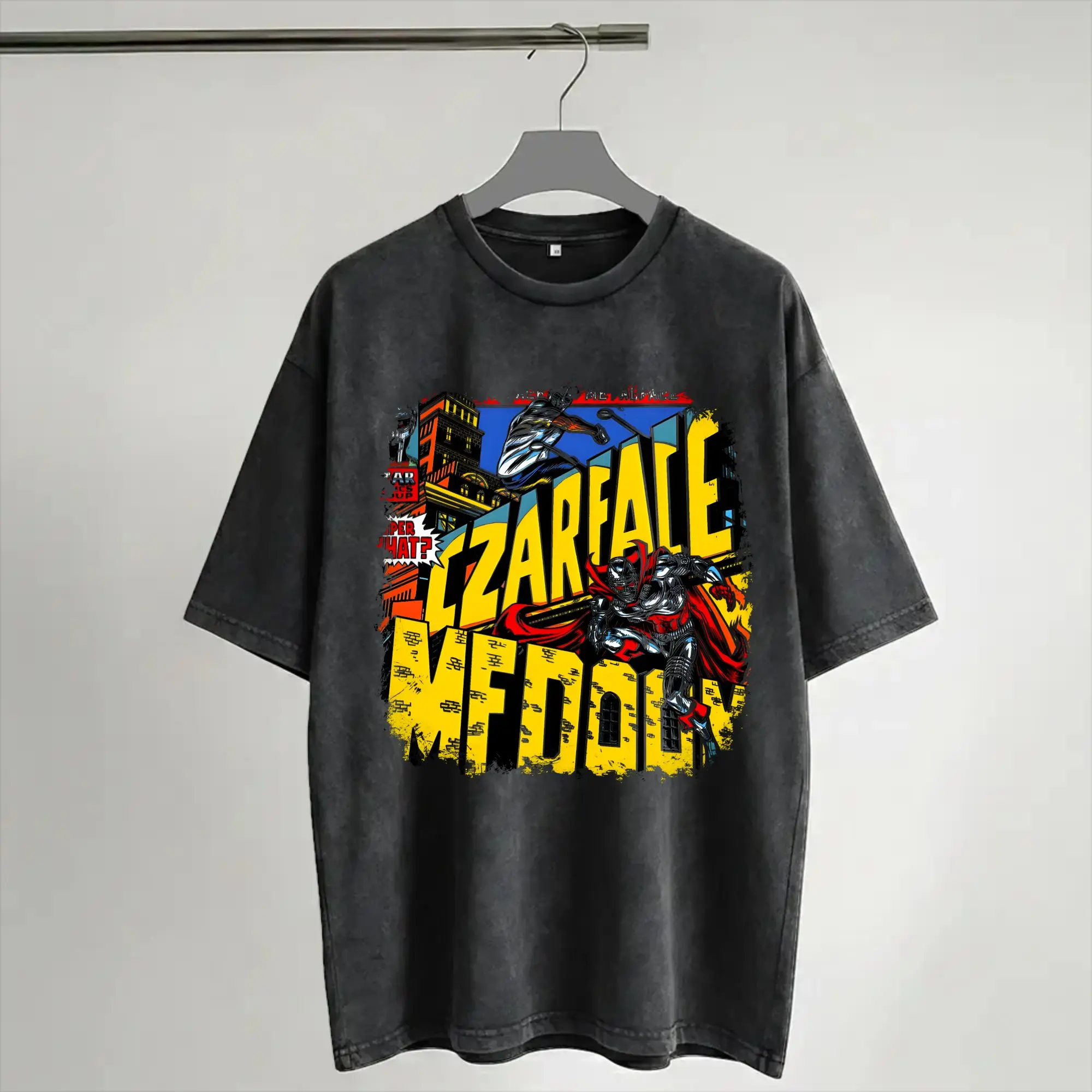 Harajuku Washed Shirts Czarface  Apparel Vintage T-Shirts High Street  Streetwear Short Sleeve Summer Tops Tees