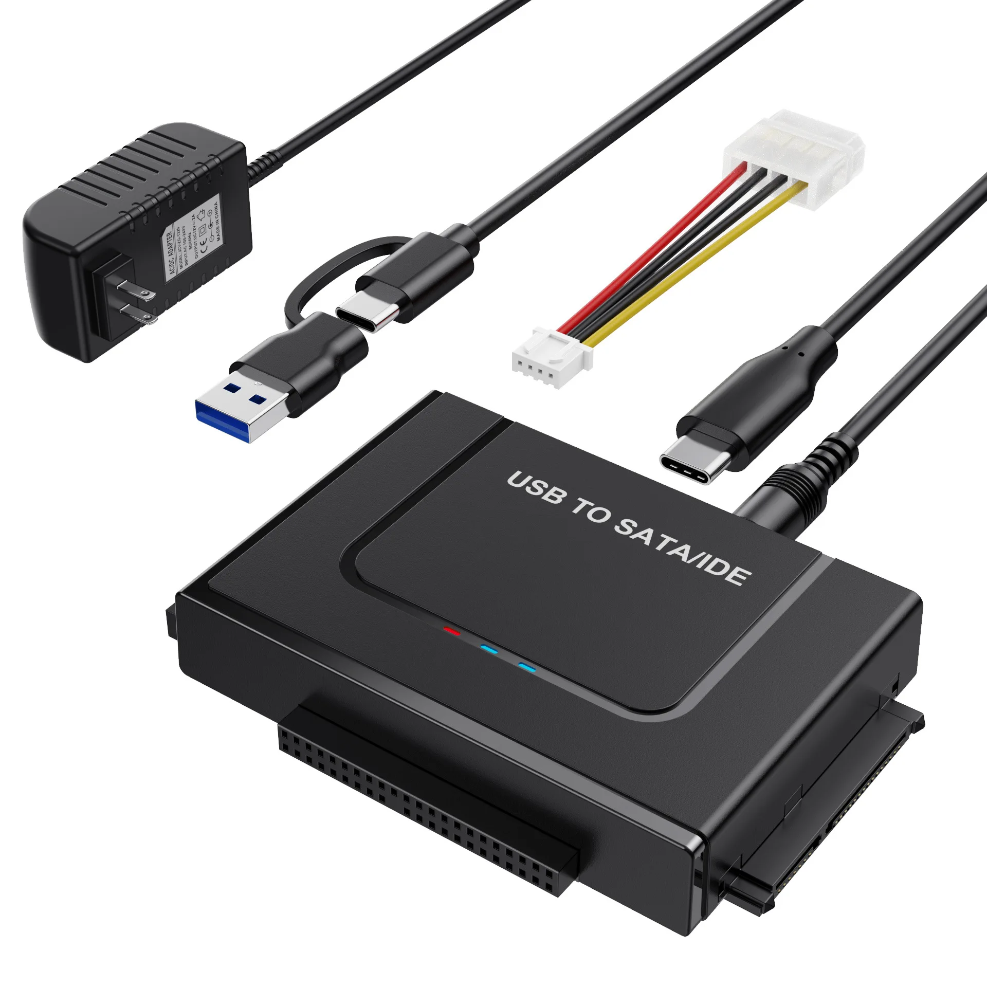 

SATA/IDE to USB 3.0 Adapter Hard Drive Adapter Converter for Universal 2.5/3.5 Inch IDE SATA HDD SSD with 12V 2A Power Adapter
