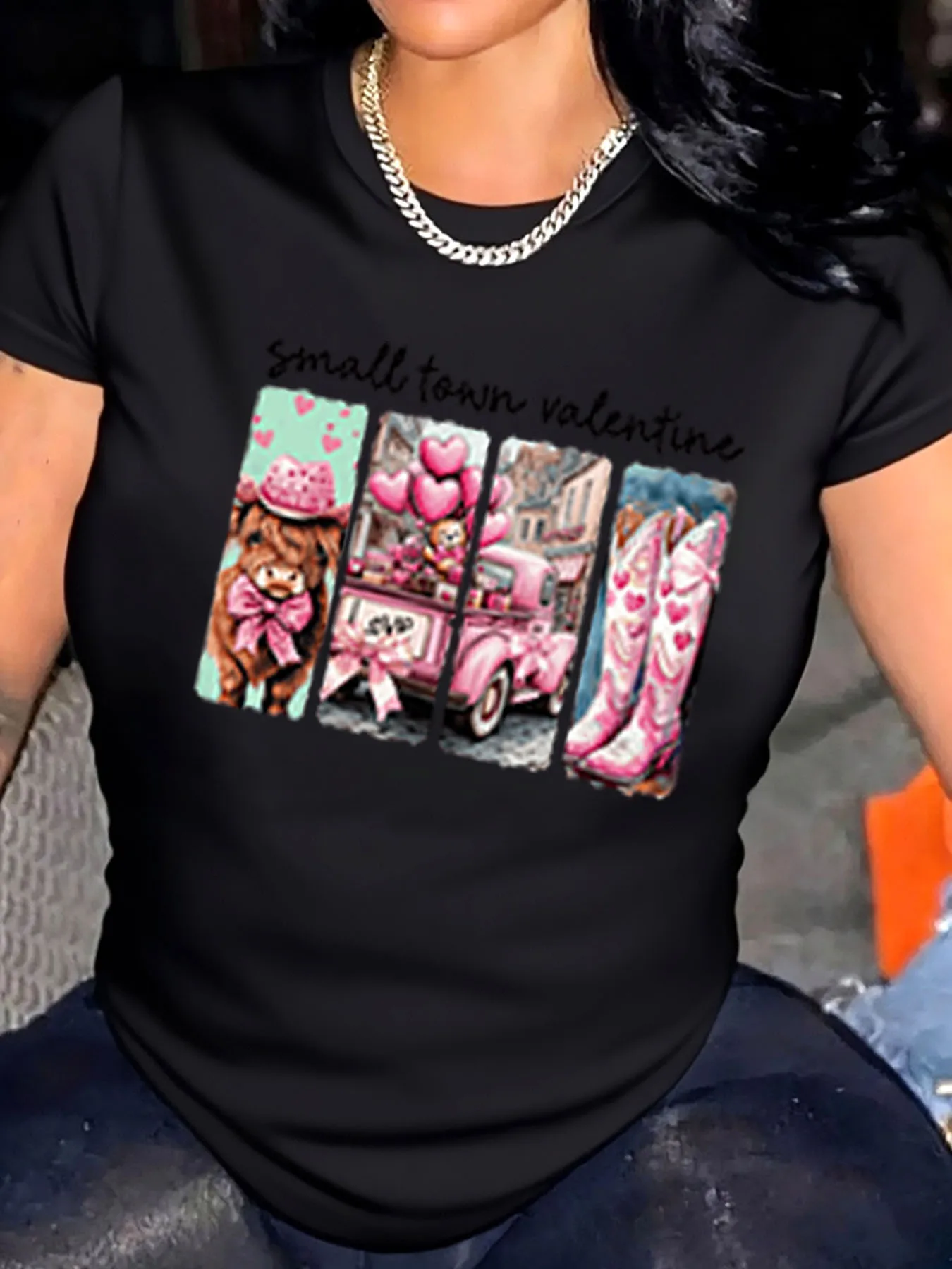 

Женская футболка больших размеров с принтом медведя на день Святого Валентина для улицы